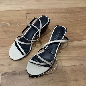 Tibi strapped sandal with wood heel detail size 6.5